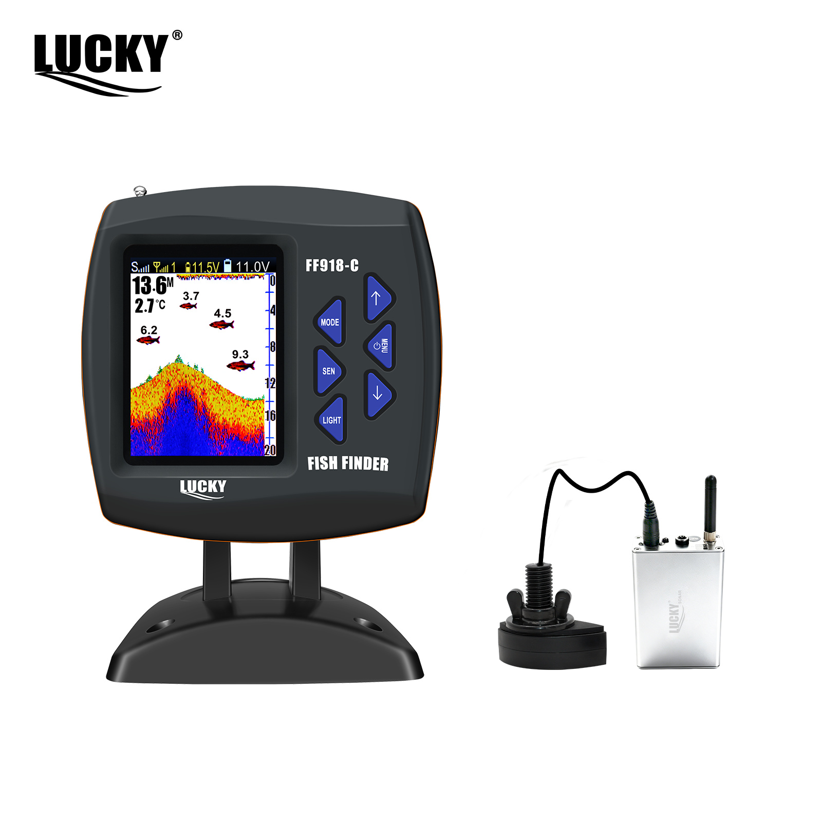 Lucky FF918 Wireless Remote Co - đánh giá và giá Fish Finder Transducer